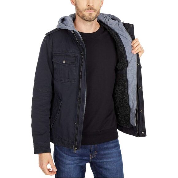 Levi's Mens Sherpa Lined Two Pocket Hooded Trucker Jacket Large Navy - NWT $200 - Picture 5 of 6